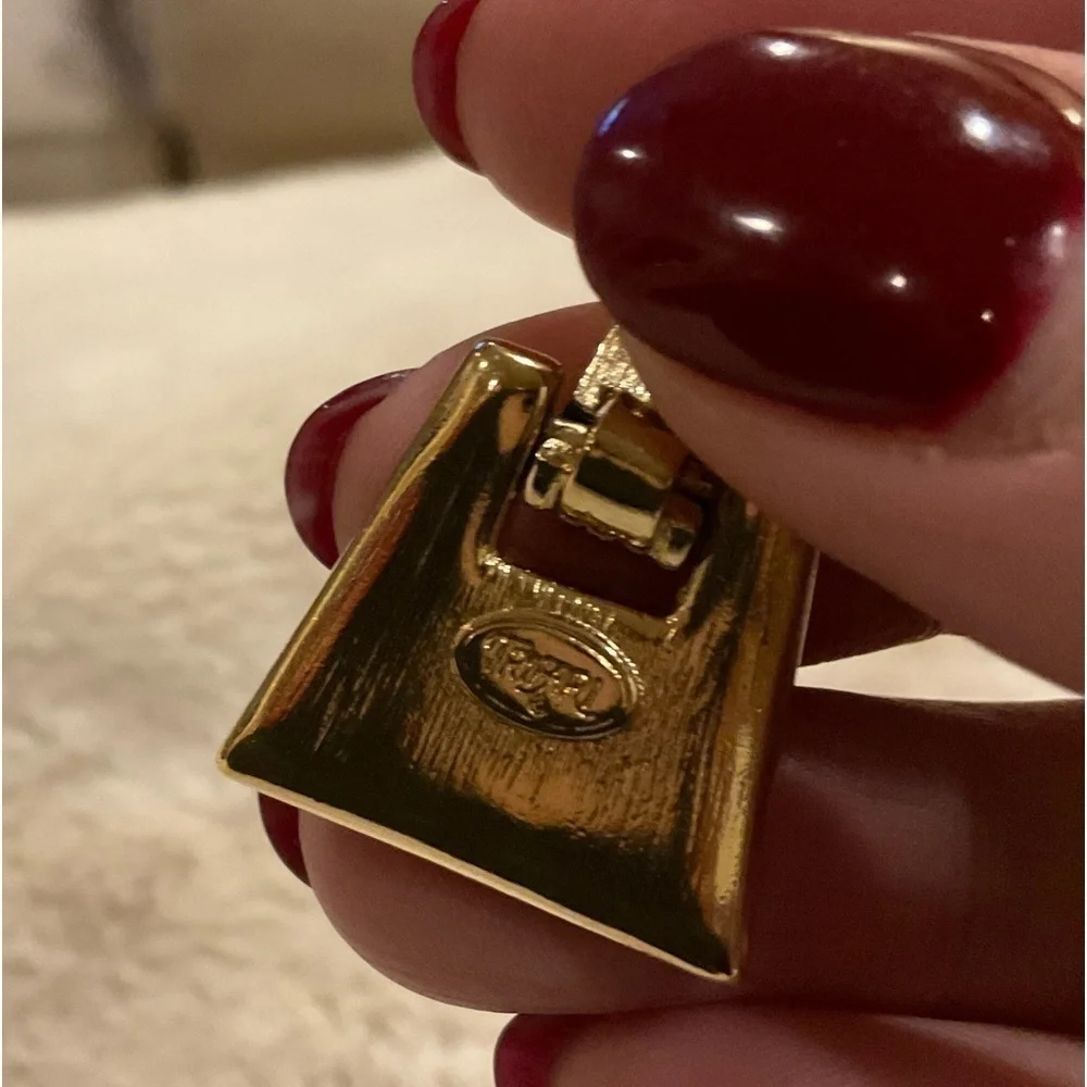 Trifari vintage Art Deco design clip on earrings, 1980’s era - Picture 6 of 12
